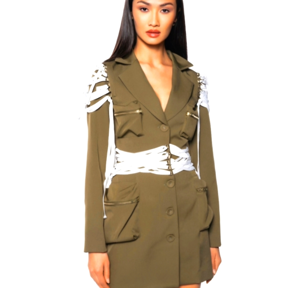 Laced up Miltary Style Blazer